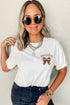 Gameday Football Bow Embroidered Pocket Print Graphic Short Sleeve Tee