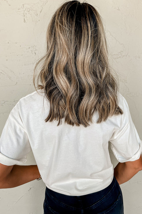 Gameday Football Bow Embroidered Pocket Print Graphic Short Sleeve Tee