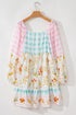 Garden Celebration Patchwork Bubble Sleeve Dress