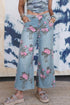 Garden Floral All Over Print Denim Bootcut Jeans