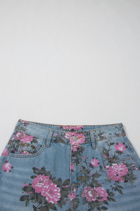 Garden Floral All Over Print Denim Bootcut Jeans