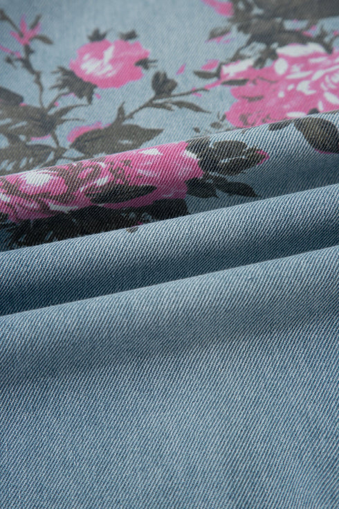 Garden Floral All Over Print Denim Bootcut Jeans
