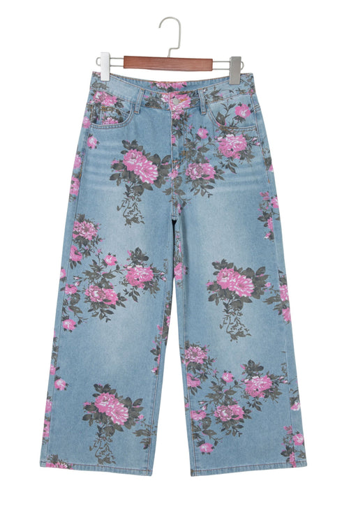 Garden Floral All Over Print Denim Bootcut Jeans