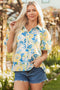 Garden Party Floral Print Puff Sleeve Button Down Shirt