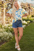 Garden Party Floral Print Puff Sleeve Button Down Shirt