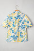 Garden Party Floral Print Puff Sleeve Button Down Shirt