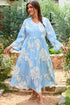 Garden Party Floral Tiered Flowy A Line Long Sleeve Maxi Dress