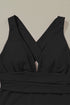 Gathered Bust Plunging Neckline Solid One Piece Swimsuit