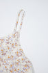 Gathered V Neck Floral Print Sleeveless Tank Top