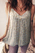 Gathered V Neck Floral Print Sleeveless Tank Top