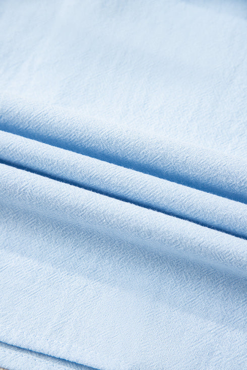 Gathered Yoke Scalloped Sleeve Textured Cotton Top