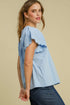 Gathered Yoke Scalloped Sleeve Textured Cotton Top