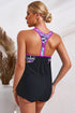 Geometric Accent Strap Scoop Neck Swim Tankini Top