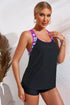 Geometric Accent Strap Scoop Neck Swim Tankini Top