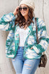 Geometric Aztec Pattern Plus Size Fleece Jacket