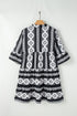 Geometric Aztec Print V Neck Ruffled Mini Dress