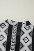 Geometric Aztec Print V Neck Ruffled Mini Dress
