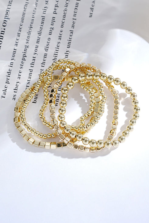 Geometric Beaded Plated Alloy Wrist Stack Set