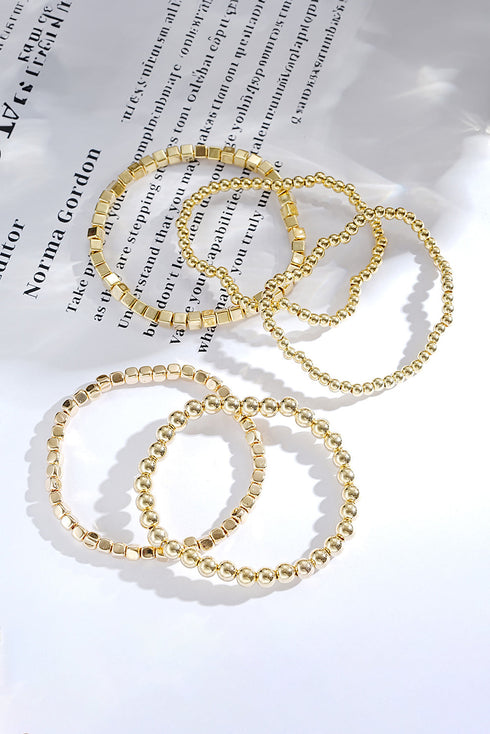 Geometric Beaded Plated Alloy Wrist Stack Set