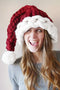 Geometric Block Knit Pom Pom Cuffed Beanie
