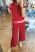 Geometric Block Pattern Trim Detail Pant Set