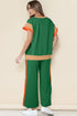 Geometric Block Pattern Trim Detail Pant Set