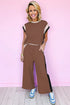Geometric Block Pattern Trim Detail Pant Set