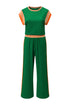 Geometric Block Pattern Trim Detail Pant Set