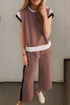 Geometric Block Pattern Trim Detail Pant Set