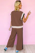 Geometric Block Pattern Trim Detail Pant Set
