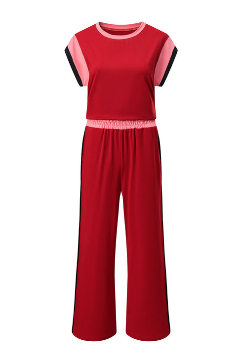 Geometric Block Pattern Trim Detail Pant Set