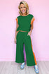 Geometric Block Pattern Trim Detail Pant Set