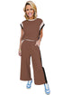 Geometric Block Pattern Trim Detail Pant Set