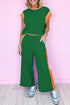 Geometric Block Pattern Trim Detail Pant Set