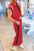 Geometric Block Pattern Trim Detail Pant Set
