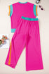 Geometric Block Pattern Trim Detail Pant Set