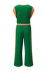 Geometric Block Pattern Trim Detail Pant Set