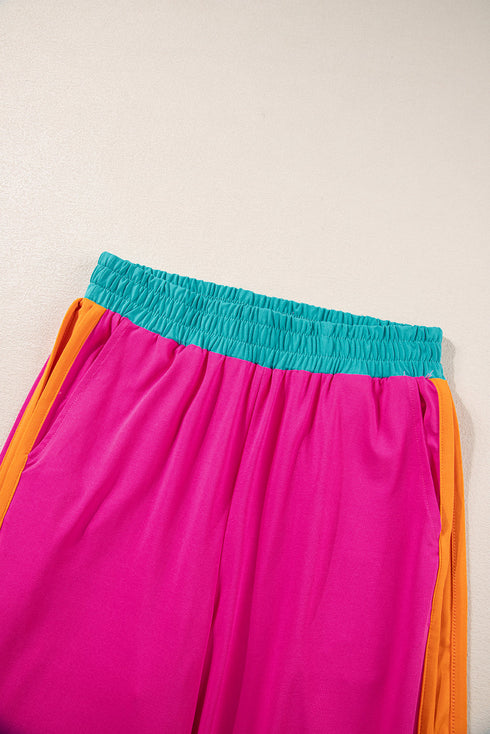 Geometric Block Pattern Trim Detail Pant Set
