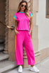 Geometric Block Pattern Trim Detail Pant Set