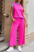 Geometric Block Pattern Trim Detail Pant Set