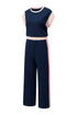 Geometric Block Pattern Trim Detail Pant Set