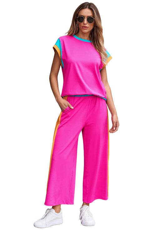 Geometric Block Pattern Trim Detail Pant Set