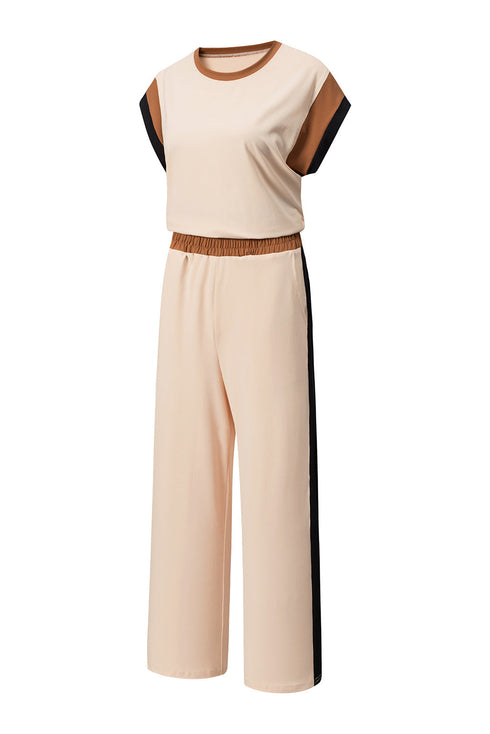 Geometric Block Pattern Trim Detail Pant Set
