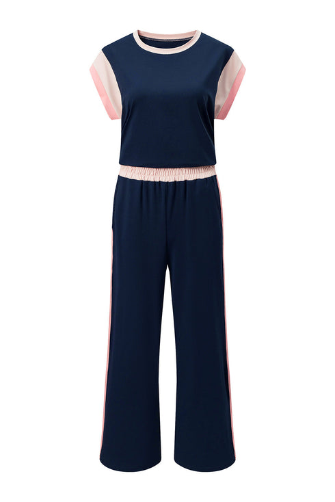 Geometric Block Pattern Trim Detail Pant Set