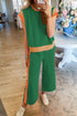 Geometric Block Pattern Trim Detail Pant Set