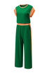 Geometric Block Pattern Trim Detail Pant Set