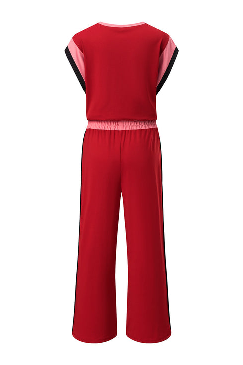 Geometric Block Pattern Trim Detail Pant Set