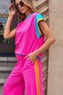 Geometric Block Pattern Trim Detail Pant Set