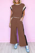 Geometric Block Pattern Trim Detail Pant Set