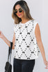 Geometric Bow Print Side Button Sweater Vest